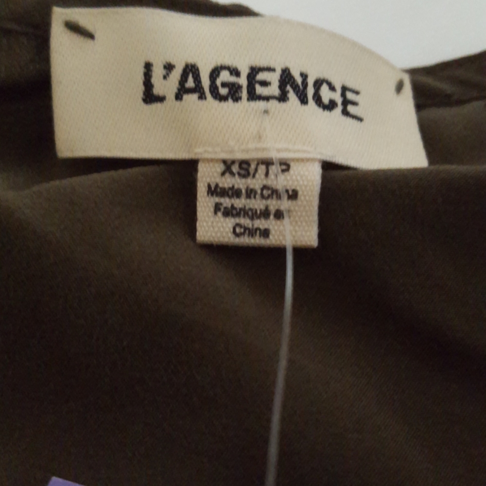 L'AGENCE Julieta Olive Silk Wrap Dress NWOT - Picture 5 of 6